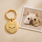 Personlig nøglering i guld med motiv af hund